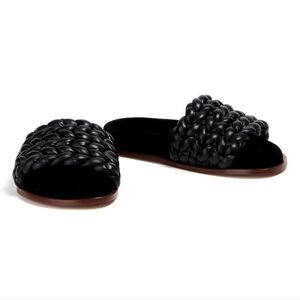 CHLOÉ Kacey Leather Braided Detail Slides Black Women's EU 39 US 9 Org $795